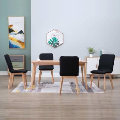Emaga vidaxl krzesła stołowe, 4 szt., czarne, tkanina i lity dąb