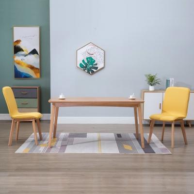 Emaga vidaxl krzesła stołowe, 2 szt., żółte, tkanina i lity dąb