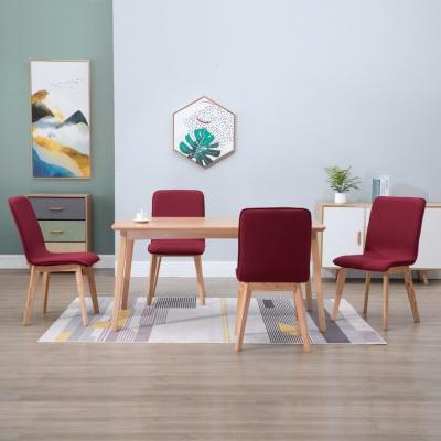 Emaga vidaxl krzesła stołowe, 4 szt., czerwone, tkanina i lity dąb