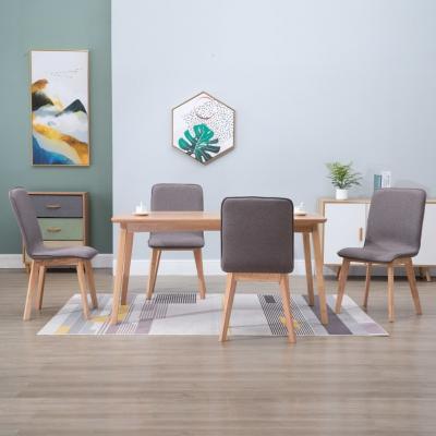 Emaga vidaxl krzesła stołowe, 4 szt., taupe, tkanina i lite drewno dębowe