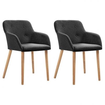 Emaga vidaxl krzesła stołowe, 2 szt., ciemnoszare, tkanina i lity dąb