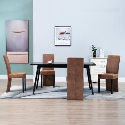 Emaga vidaxl krzesła stołowe, 4 szt., brązowe, sztuczna skóra zamszowa