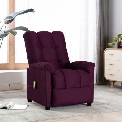 Emaga vidaxl rozkładany fotel masujący, fioletowy, tapicerowany tkaniną