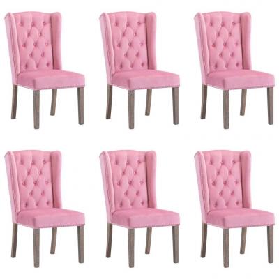 Emaga vidaxl krzesła stołowe, 6 szt., różowe, aksamitne