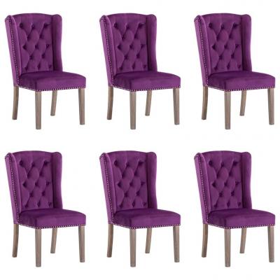 Emaga vidaxl krzesła stołowe, 6 szt., fioletowe, aksamitne