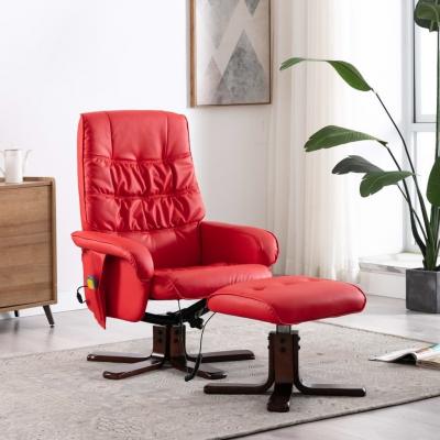 Emaga vidaxl rozkładany fotel masujący z podnóżkiem, czerwony, ekoskóra