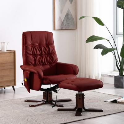 Emaga vidaxl rozkładany fotel masujący z podnóżkiem, czerwone wino, ekoskóra