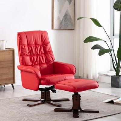 Emaga vidaxl rozkładany fotel z podnóżkiem, czerwony, sztuczna skóra