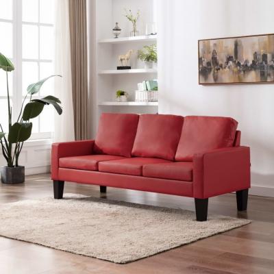 Emaga vidaxl 3-osobowa sofa, czerwona, sztuczna skóra