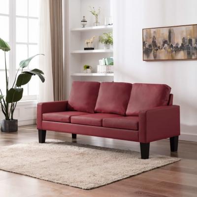 Emaga vidaxl 3-osobowa sofa, winna czerwień, sztuczna skóra