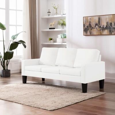 Emaga vidaxl 3-osobowa sofa, biała, sztuczna skóra
