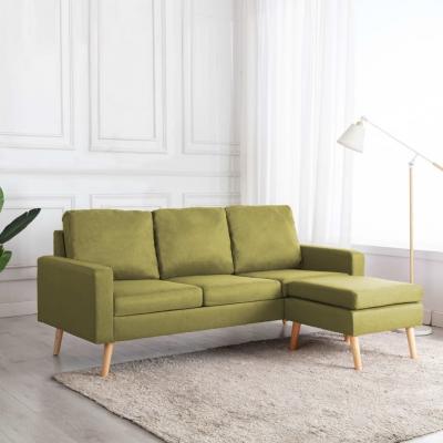 Emaga vidaxl 3-osobowa sofa z podnóżkiem, zielona, tapicerowana tkaniną
