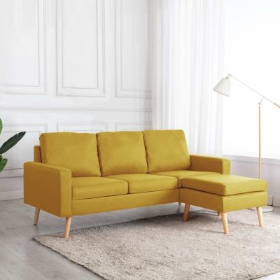 Emaga vidaxl 3-osobowa sofa z podnóżkiem, żółta, tapicerowana tkaniną