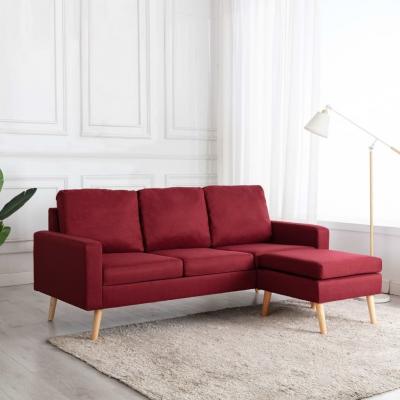 Emaga vidaxl 3-osobowa sofa z podnóżkiem winna czerwień tapicerowana tkaniną