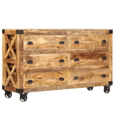 Emaga vidaxl szafka z szufladami, lite drewno mango i żeliwo, 150x40x86 cm