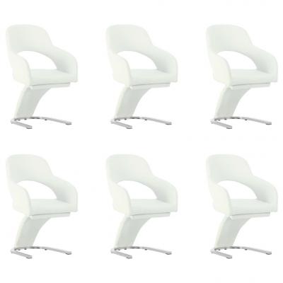 Emaga vidaxl krzesła stołowe, 6 szt., białe, sztuczna skóra