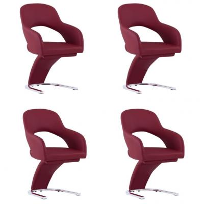 Emaga vidaxl krzesła stołowe, 4 szt., winna czerwień, sztuczna skóra