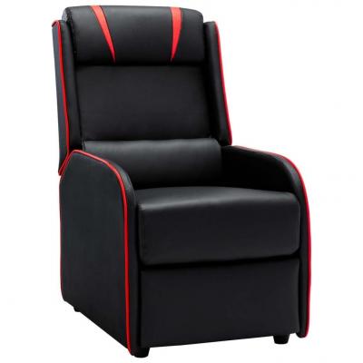 Emaga vidaxl fotel rozkładany, czarno-czerwony, sztuczna skóra