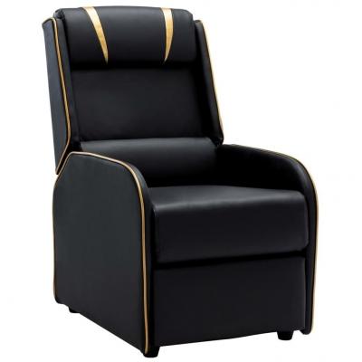 Emaga vidaxl fotel rozkładany, czarno-złoty, sztuczna skóra