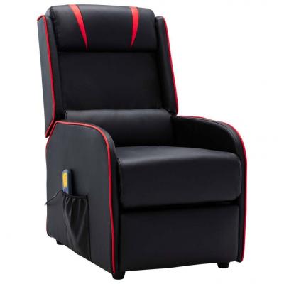 Emaga vidaxl rozkładany fotel masujący, czarno-czerwony, sztuczna skóra