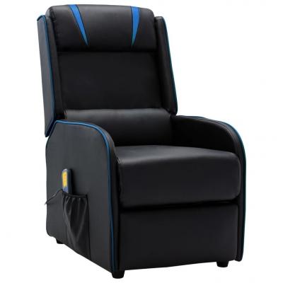 Emaga vidaxl rozkładany fotel masujący, czarno-niebieski, sztuczna skóra
