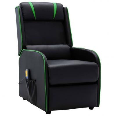 Emaga vidaxl rozkładany fotel masujący, czarno-zielony, sztuczna skóra