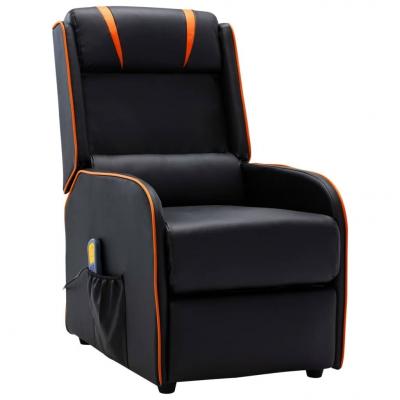 Emaga vidaxl rozkładany fotel masujący, czarno-pomarańczowy, sztuczna skróra