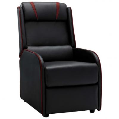 Emaga vidaxl fotel rozkładany, czerń i winna czerwień, sztuczna skóra