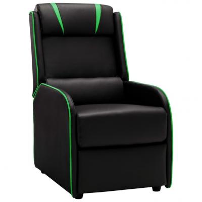 Emaga vidaxl fotel rozkładany, czarno-zielony, sztuczna skóra
