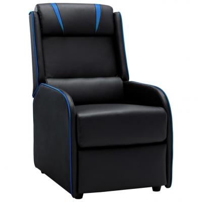 Emaga vidaxl fotel rozkładany, czarno-niebieski, sztuczna skóra