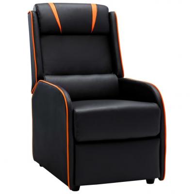 Emaga vidaxl fotel rozkładany, czarno-pomarańczowy, sztuczna skóra