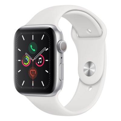 Produkt z outletu: SmartWatch APPLE Watch Series 5 GPS Koperta 44 mm z aluminium w kolorze srebrnym z paskiem sportowym w kolorze białym MWVD2WB/A