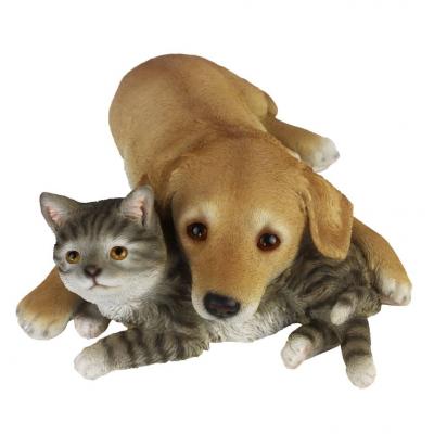 Emaga esschert design figurka leżącego kota i psa, 30,5x40,8x12,5 cm