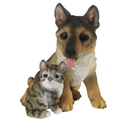 Emaga esschert design figurka siedzącego psa i kota, 15,4x15,4x18,5 cm