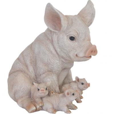 Emaga esschert design figurka świnki z prosiętami, 19,4 x 22,3 x 24,3 cm