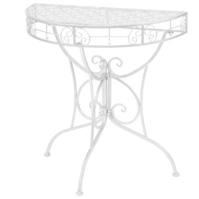 Emaga vidaxl półokrągły stolik vintage, metalowy, 72 x 36 x 74 cm, srebrny