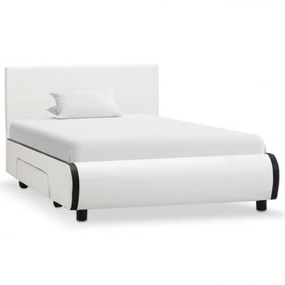 Emaga vidaxl rama łóżka z szufladami, biała, sztuczna skóra, 100 x 200 cm