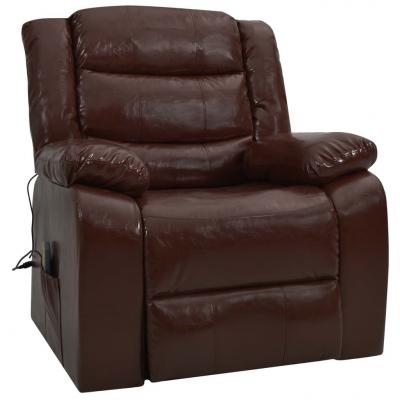 Emaga vidaxl fotel masujący, rozkładany, brązowy, sztuczna skóra