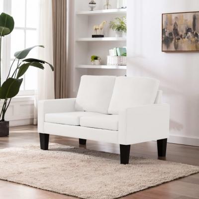 Emaga vidaxl 2-osobowa sofa, biała, sztuczna skóra