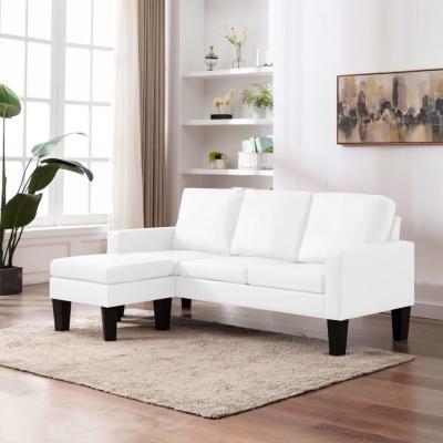 Emaga vidaxl 3-osobowa sofa z podnóżkiem, biała, sztuczna skóra