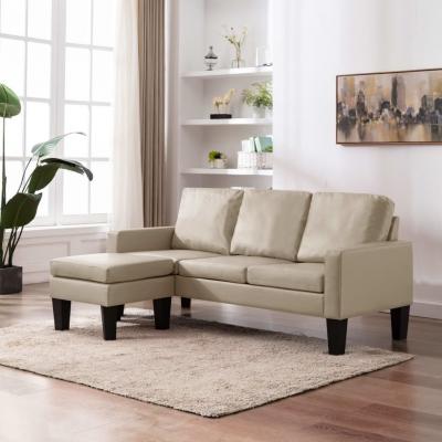 Emaga vidaxl 3-osobowa sofa z podnóżkiem, cappuccino, sztuczna skóra