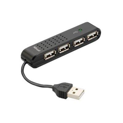 Produkt z outletu: Hub TRUST Vecco 4 Port USB 2.0 Mini Hub Czarny