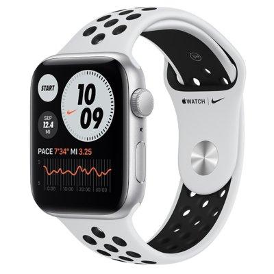 SmartWatch APPLE Watch SE Nike GPS Koperta 44 mm z aluminium w kolorze srebrnym z paskiem sportowym Nike w kolorze czystej platyny/czarnym MYYH2WB/A
