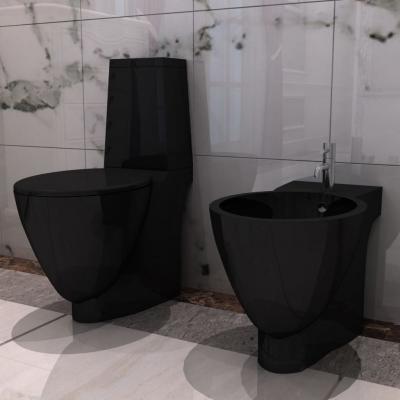 Emaga vidaxl toaleta ceramiczna z bidetem, czarna