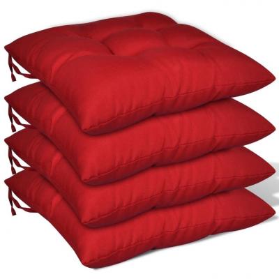Emaga vidaxl poduszki na krzesła, 4 szt., 40x40x8 cm, czerwone