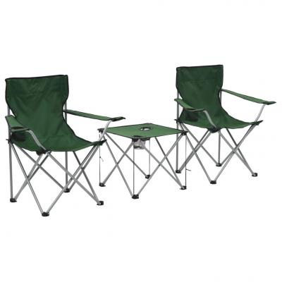 Emaga vidaxl stolik i krzesła turystyczne, 3 elementy, zielone