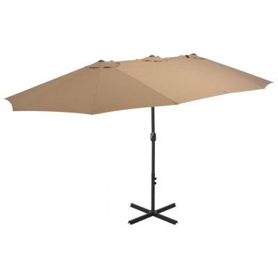 Emaga vidaxl parasol ogrodowy na słupku aluminiowym, 460 x 270 cm, taupe