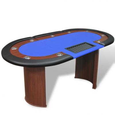 Emaga vidaxl stół do pokera dla 10 graczy z tacą na żetony, niebieski