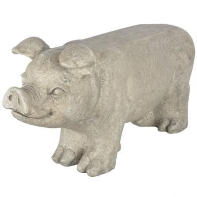 Emaga esschert design kamienna ławka ogrodowa świnka, av13, szara
