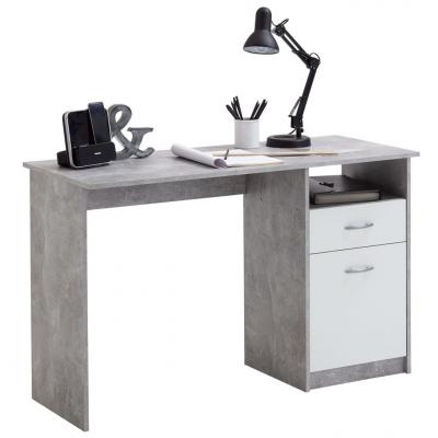 Emaga fmd biurko z szufladą, 123 x 50 x 76,5 cm, betonowa szarość i biel
